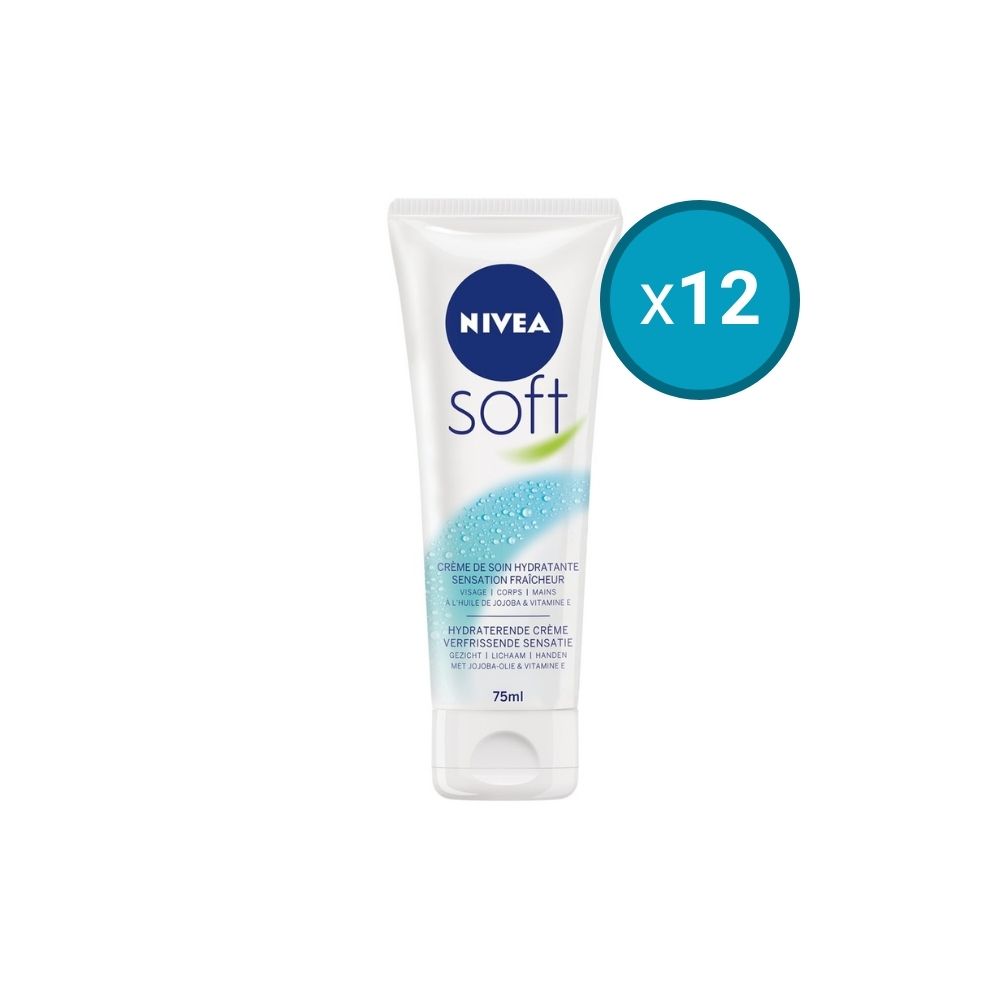 12x Crème Multi usage Hydratante visage corps et mains Nivea SOFT 75mL