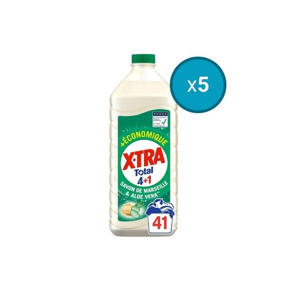 5x Lessive liquide économique X TRA Total Savon de Marseille et Aloe