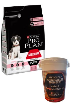 Picture of Croquettes chien Purina Pro Plan Dog Medium Puppy Sensitive Skin 12kg + 1 fût offert