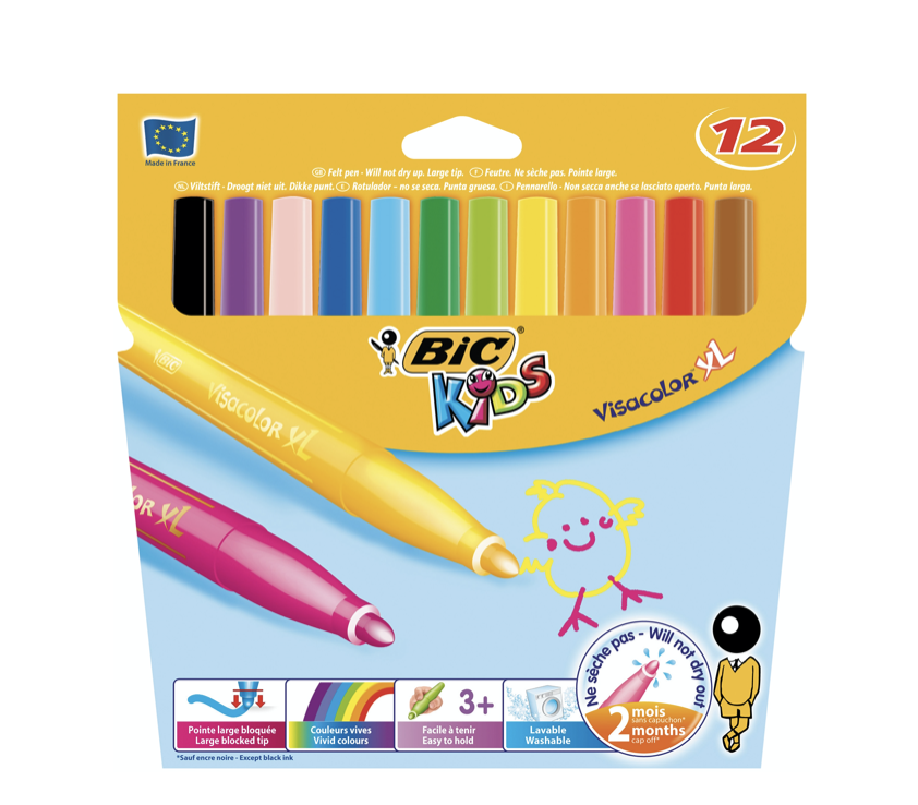 Etui 12 feutres coloriage pointe fine Bic Kids - Feutres de coloriage Bic