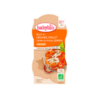 Bols Menu Legumes Poulet Quinoa Babybio 2x200g