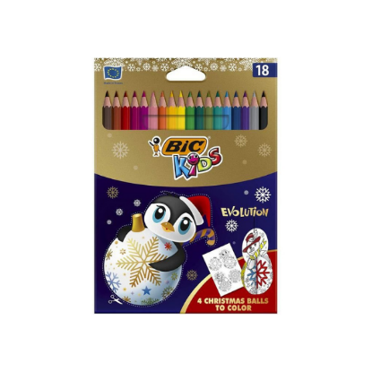 BIC Kids Evolution 18 Crayons de Couleur Edition Limitée de Noël