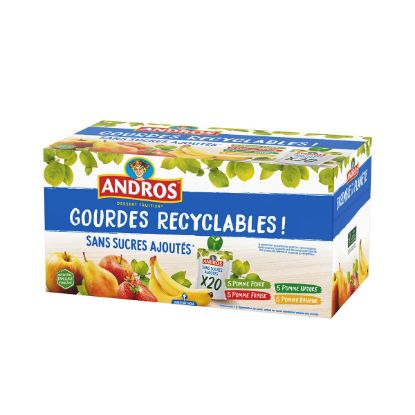 Gourde Panaché Pomme Fraise Banane sans sucres ajoutés 20x90g ANDROS