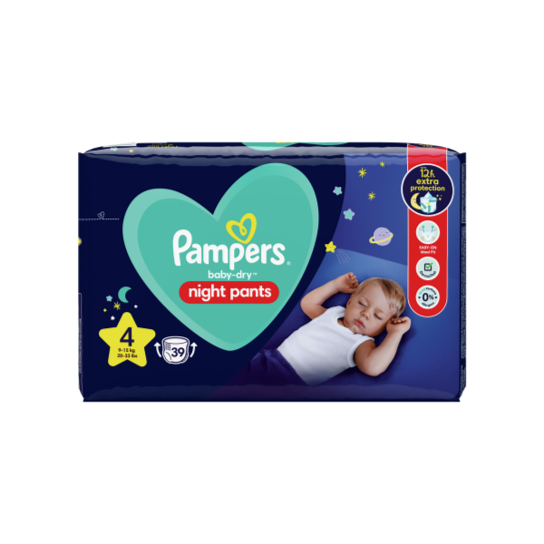 Pampers - Couches-culottes de nuit Night Pants Taille 4 (9-15 kg