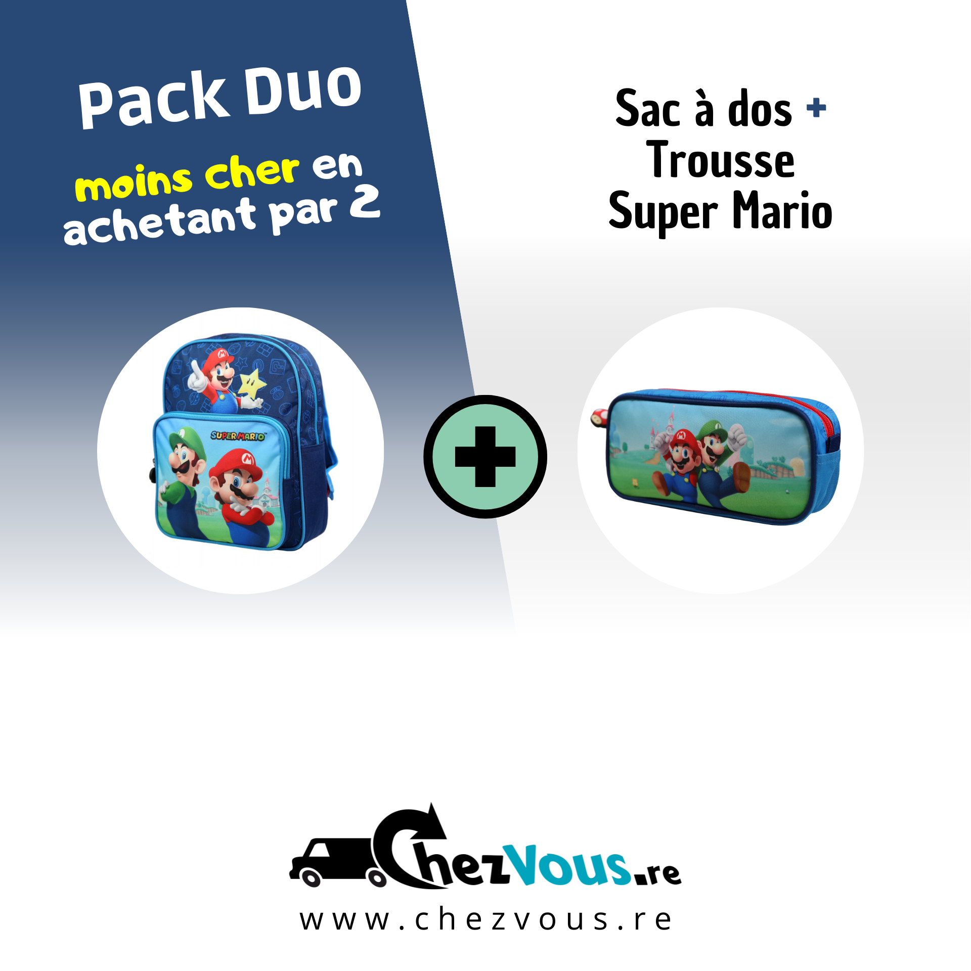 Trousse Super Mario scolaire 1 compartiment zippés disponible en vente à La  Réunion   - Shopping et Courses en ligne, livrés à domicile ou  au bureau, 7j/7 à la Réunion