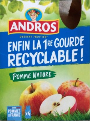 Compotes de pomme recyclables Andros - les 48 gourdes de 90g