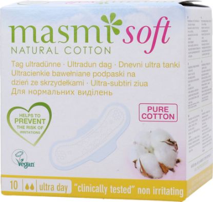 Image de Serviettes Hygièniques ultrafines flux normal jour Masmi, 10 unités