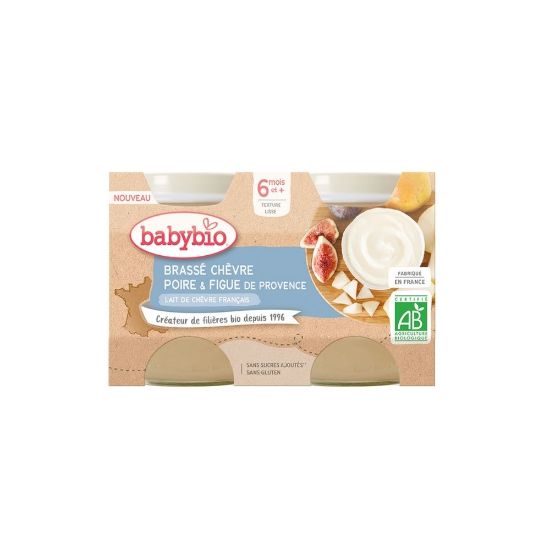 Picture of Brassé bébé dès 6 mois, Chèvre Poire et Figue Babybio - Petits pots 2x130g