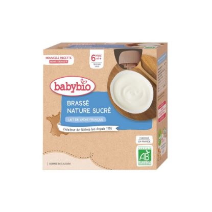 Picture of Brassé bébé dès 6 mois, Nature Sucré Babybio - Pack de 4 gourdes de 85g