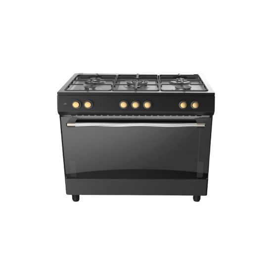 Image de Cuisinière 5 feux gaz + four électrique géant DeRosso DR-9060EFGW1-B - noir