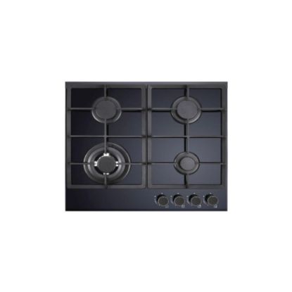 Image de Plaque de cuisson encastrable 4 feux gaz 60cm DeRosso NDR-4FGWF-V - verre noir