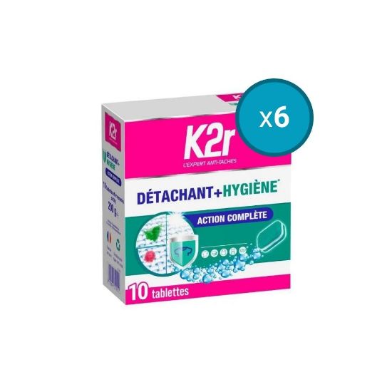 Picture of 6x Tablettes 2en1 Détachant et désinfectant Action complète K2r, 10 tablettes de 20g