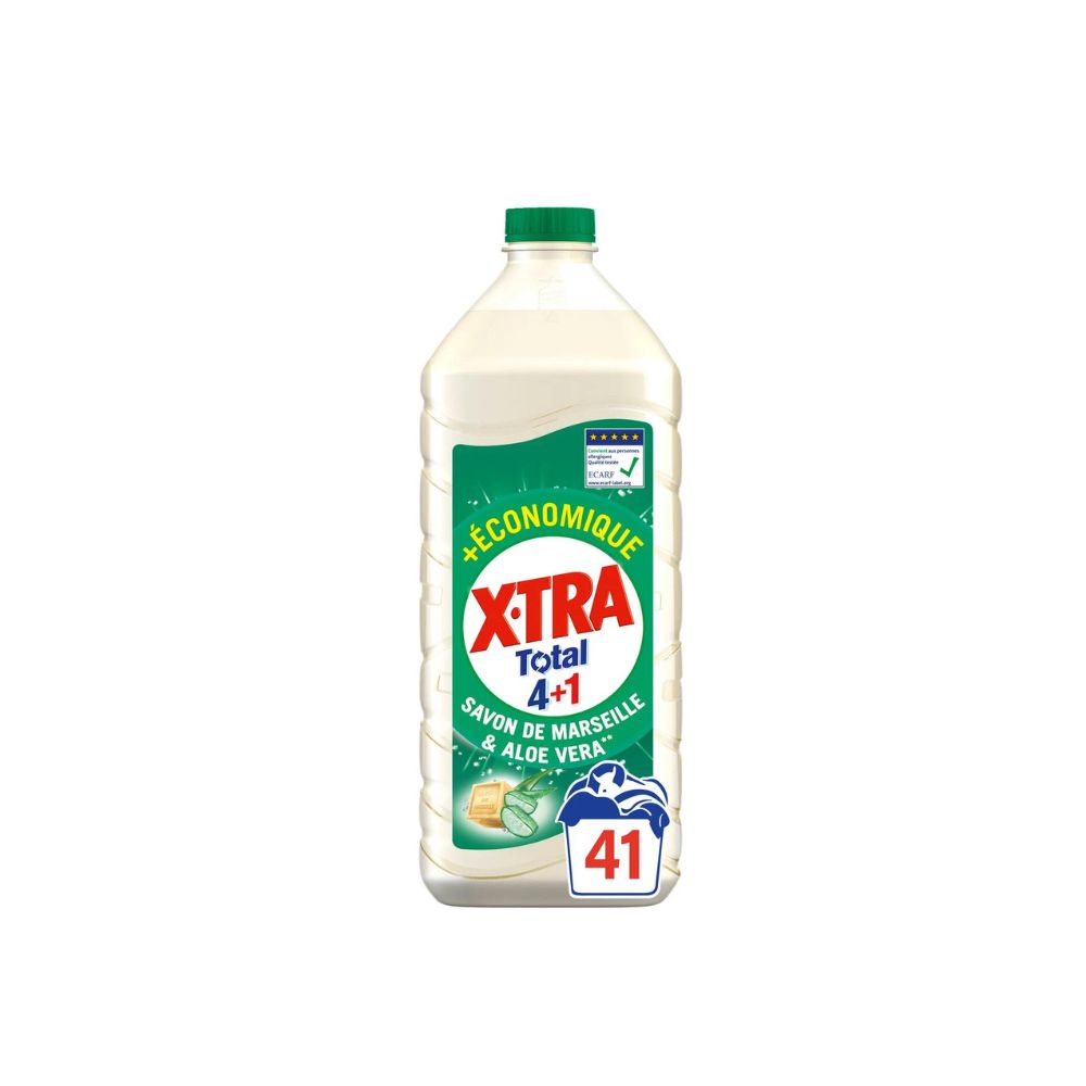 X-TRA Total 3+1 Lessive liquide au savon de Marseille et aloé vera