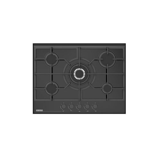 Image de Plaque de cuisson gaz encastrable 70cm, 5 foyers, 9050W - Belford - noir