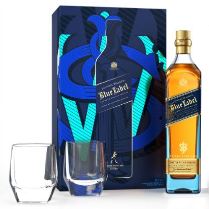 Image de Coffret Whisky Johnnie Walker Blue Label 70cl - 40° + 2 verres en cristal