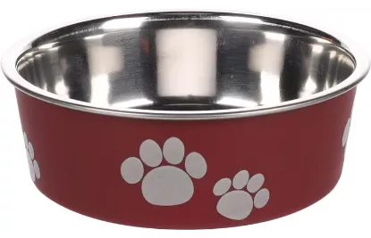 Image de Gamelle chien chat Kena Rond Bordeaux & Argent - Diamètre 21 cm - 1500 ml