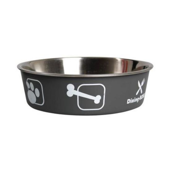 Gamelle chien chat Kena Rond Gris & Argent - Diamètre 17 cm - 800 ml