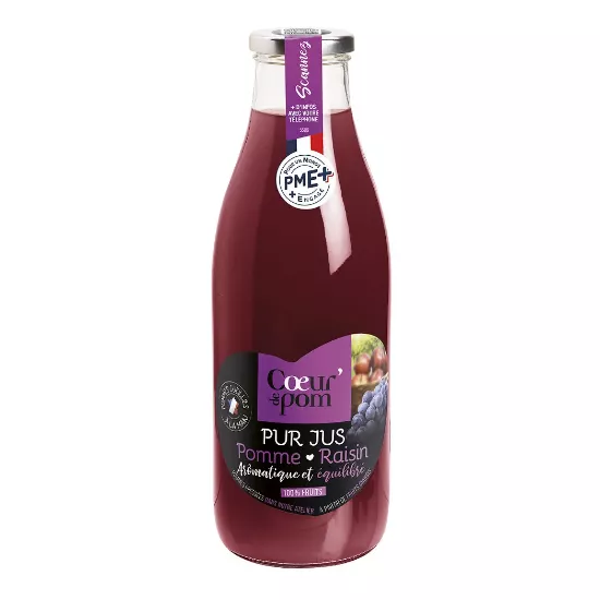 Jus de pomme & raisin naturel CŒUR' DE POM 1L