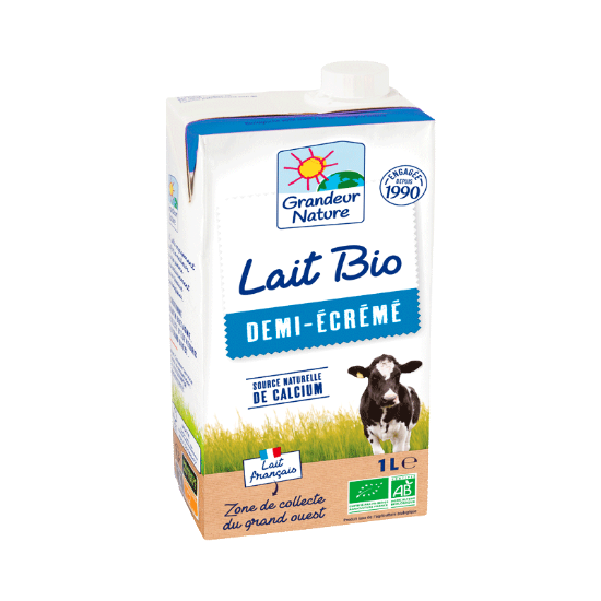 Lait 1/2 écrémé Grandeur Nature Brique 1 Litre