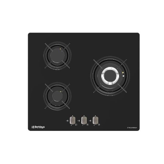 Picture of Plaque de cuisson encastrable 60cm 3 feux gaz 6550W - Berklays BTAB3GW0BG01