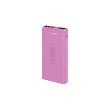 Image de Batterie portable Powerbank fast charge de 10.000 mAh 2 USB - SBS - rose