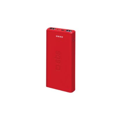 Image de Batterie portable Powerbank fast charge de 10.000 mAh 2 USB - SBS - rouge