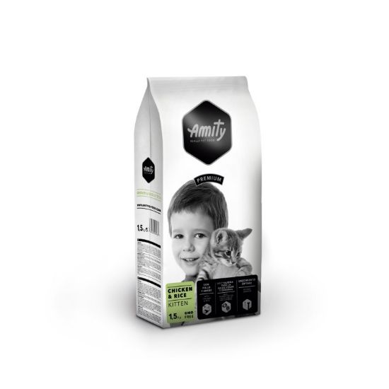 Croquettes pour Chaton AMITY PREMIUM Kitten Poulet & Riz 1,5Kg