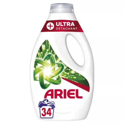 Lessive Liquide Ultra Détachant ARIEL, 34 Lavages, 1.395L