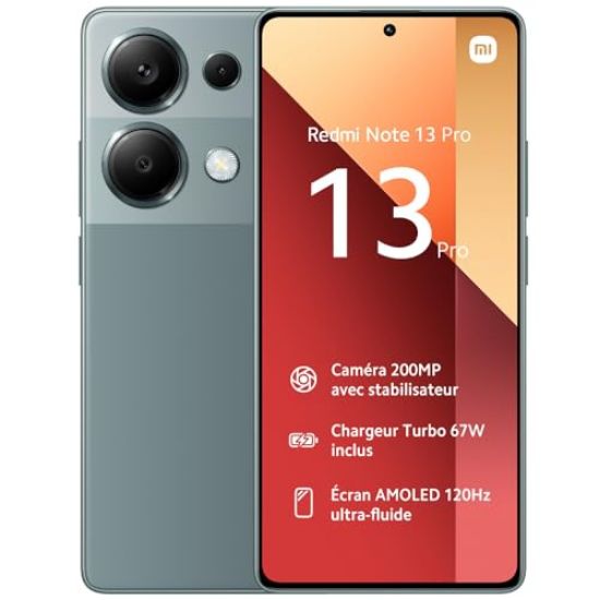 Smartphone Xiaomi Redmi Note 13 Pro 6.67" Double SIM 512Go Noir Forest Green