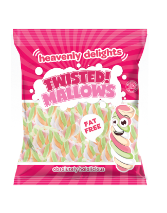 Bonbons Twisted Mallows [Guimauves aromatisées à la vanille] - Boîte de 12 sachets de 140 g