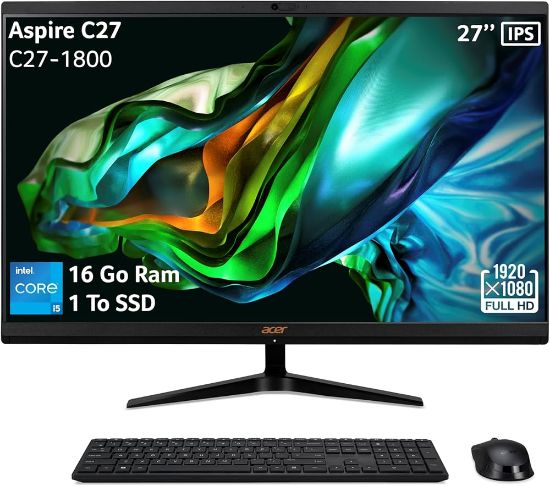 Ordinateur Acer Aspire C27-1800 – Tout-en-un Core i5, 16 Go RAM, SSD 1 To, 27" Full HD