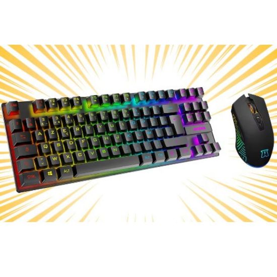 Picture of Pack clavier souris gaming sans fil et rechargeable / Clavier compact 88 touches / Souris haute precision 3200 DPI - Akuma Sentai C03WL