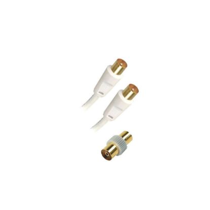 Picture of CORDON TV MÂLE/MÂLE 9,52MM BLANC 5M + ADAPTATEUR FEMELLE