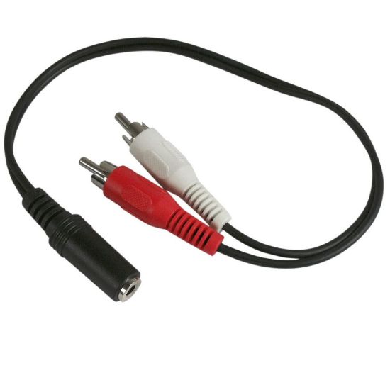 Image de ADAPTATEUR JACK 3.5 / 2 RCA, STEREO, F / M, NOIR, 15CM