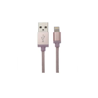 Picture of CÂBLE MFI, USB-A / LIGHTNING, M / M, 2A, NYLON, ROSE, 1M