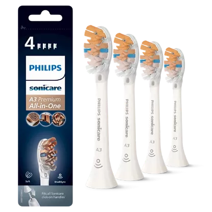 Philips Sonicare A3 Premium Tout-en-un - Lot de 4 Têtes de Brosse