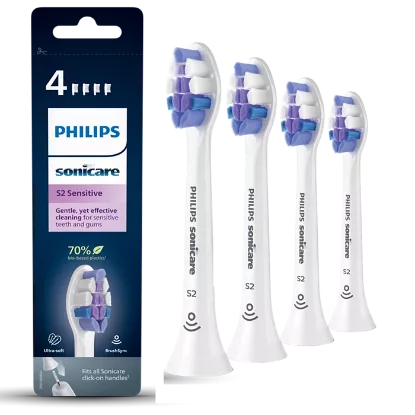 Philips Sonicare S2 Sensitive - Lot de 4 Têtes de Brosse Ultra-Douces (HX6054/10)