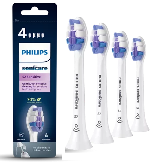 Philips Sonicare S2 Sensitive - Lot de 4 Têtes de Brosse Ultra-Douces (HX6054/10)