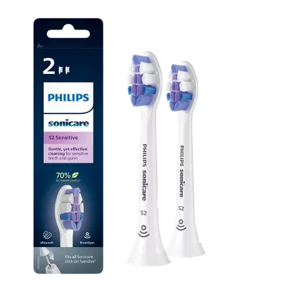 Philips Sonicare S2 Sensitive - Lot de 2 Têtes de Brosse Ultra-Douces (HX6052/10)