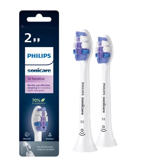 Philips Sonicare S2 Sensitive - Lot de 2 Têtes de Brosse Ultra-Douces (HX6052/10)