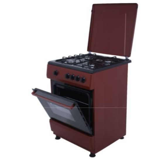 Image de Cuisinière 60cm 4 foyers gaz, four électrique - Berklays BC664GFE4RB - Rouge