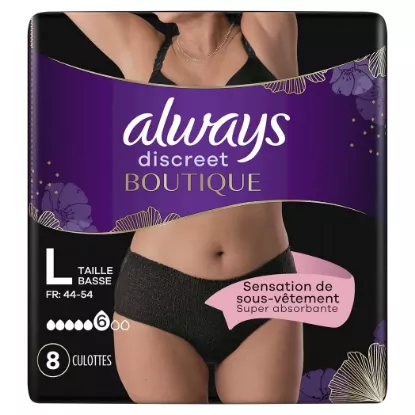 Always Culottes pour fuites urinaires - Discreet Boutique Black Low Taille L