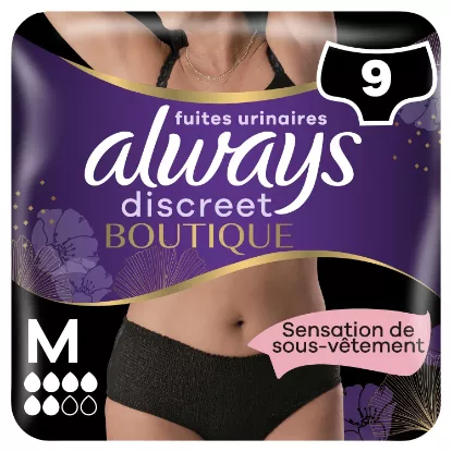 Culottes Fuites Urinaires Taille M Noir Discreet Boutique ALWAYS (9 culottes)