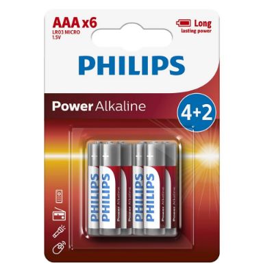 Piles AAA LR03 - lot de 4+2 - Philips LR03P6BP/10