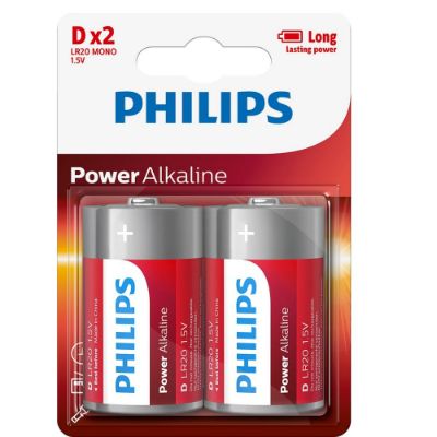 Piles D LR20 - lot de 2 - Philips LR20P2B/10