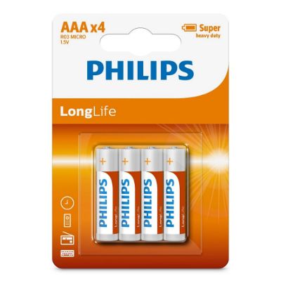 Piles Philips LongLife R03L4B/10 - lot de 4
