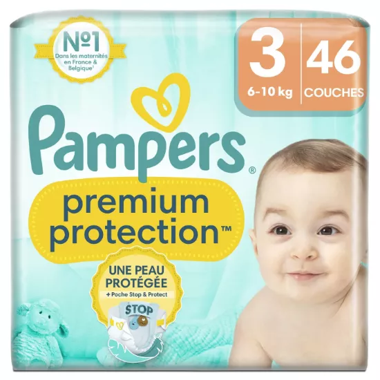 Couches Bébé Taille 3 6-10kg Premium Protection PAMPERS