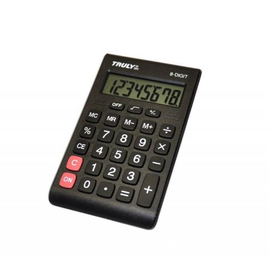 Calculatrice de poche TRULY — 8 chiffres — Teclado goma — Fonctions basiques — Noir