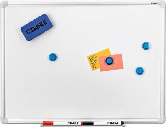 Tableau Blanc Laqué 90 x 120 cm — Effaçable à sec — Encadrement Aluminium — Avec auget et kit de fixation