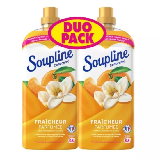 Adoucissant Concentré Mandarine & Vanille SOUPLINE - 2 x 1,2L